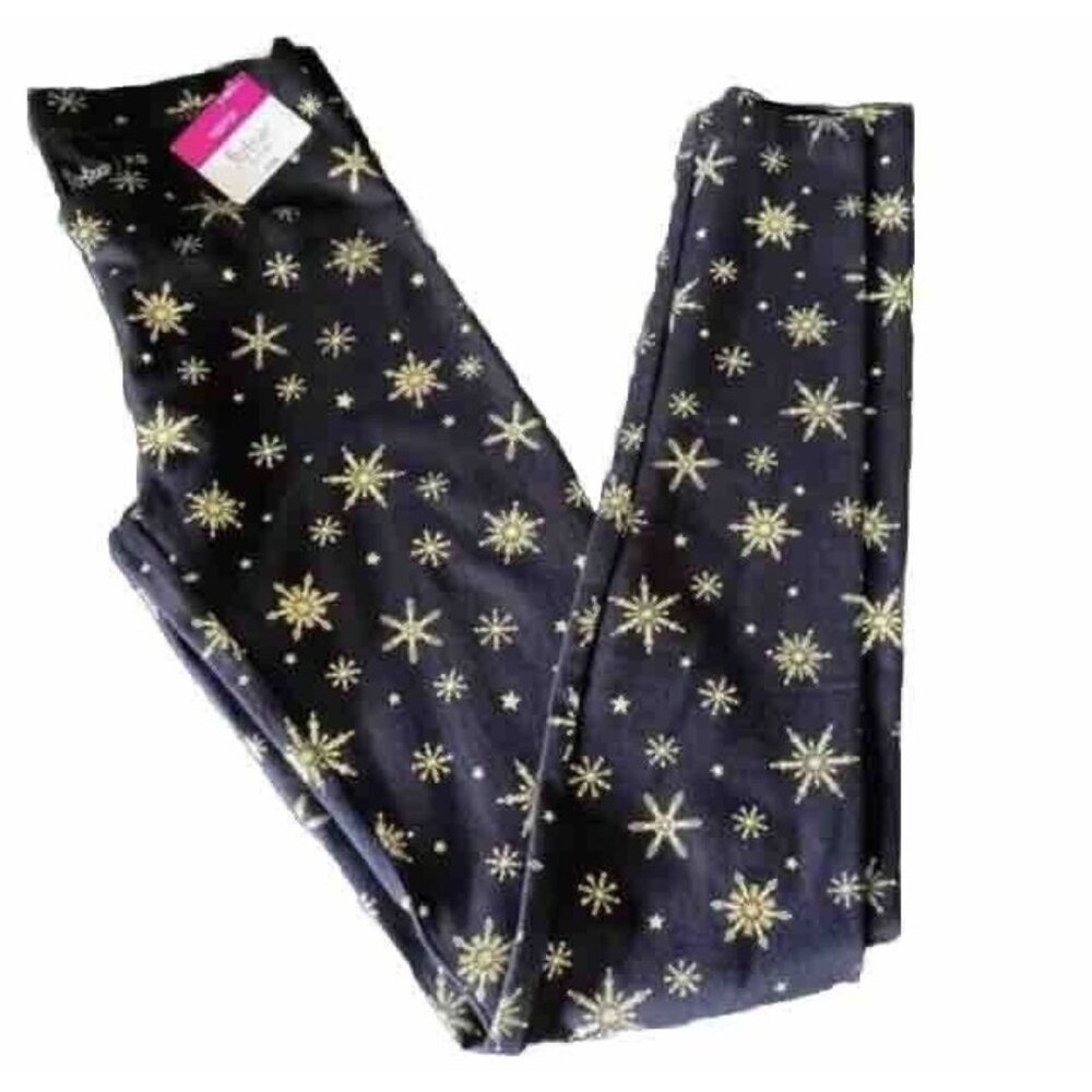 Flirtitude Active Leggings Women's Size X-Small XS‎ Snowflakes Gold Shiny NWT